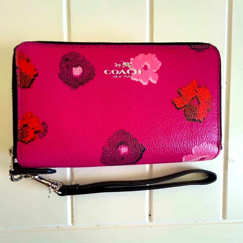 Coach Pink Floral Women's Wristlet - Picture 2 of 8